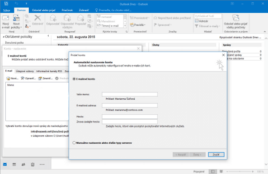 Nastavenie emailu v OUTLOK